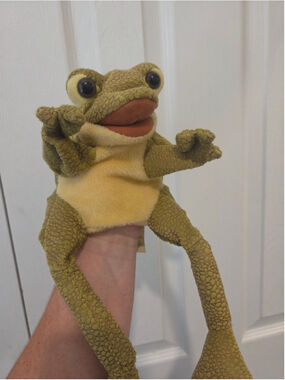 Frog Hand Puppet Stuffed Animal One Size Green Yellow